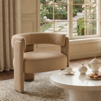 [Stock US] Fauteuil d'appoint moderne en velours, chaise de loisirs de luxe rembourrée avec dossier haut et pieds en bois pour salon, chambre et salle à manger