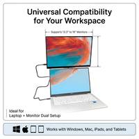 Moniteur portable avec support magnétique, écran IPS 2,5K 1200 non tactile, rétroéclairage LED 60Hz, haut-parleur intégré, 16 pouces 16:10