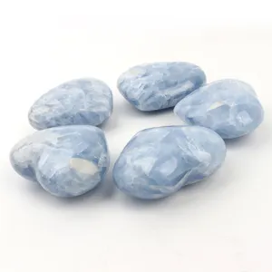 High Quality Natural Crystal Blue Celestite Carved Big Heart For Home Decor