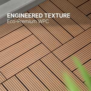 Dalles de terrasse en WPC <span class=keywords><strong>à</strong></span> emboîtement croisé, revêtement de <span class=keywords><strong>sol</strong></span> extérieur composite imperméable et résistant aux UV pour balcon et patio de jardin - Product Image 5