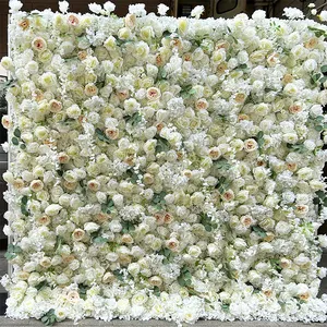 カスタマイズされた3D /5Dロールアップ布バラの花の背景結婚式の装飾花