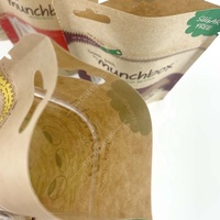 Pochette en papier brun kraft, impression personnalisée, réutilisable, biodégradable, avec fenêtre transparente et fermeture éclair