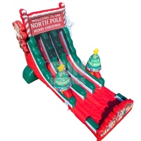 Toboggan gonflable sportif de 18 pieds avec double glissière et supports pour lumières, en PVC, facile à installer