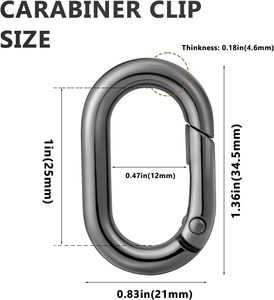 Pcs Metal Spring Oval Rings Round Carabiner <b>Key</b> Ring Clip For Keychain Buckle <b>Purse</b> Hardware DIY Crafts Gunmetal Inch - Product Image 2