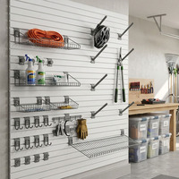 Cestos JH-Mech para Slatwall com Gancho de Suspensão para Slatwall, Acessórios de Slatwall em Aço Preto Personalizados, Resistentes e Multitamanhos