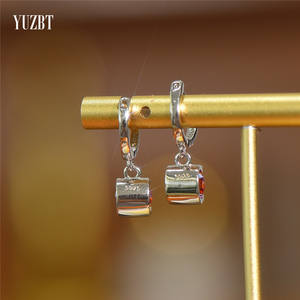 Boucles d'oreilles en argent 925 Original, 2 Carat, taille brillante, diamant <span class=keywords><strong>test</strong></span>é, Moissanite rouge, tête de vache, boucles d'oreilles pour femmes, bijoux fins - Product Image 3