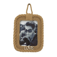 DX DESIGNS - Marco de Fotos de Madera con Cuerda de Yute Náutica, Decoración para Colgar en la Pared, Marco de Fotos con Letras de Madera con la Palabra LOVE, Logotipo Personalizado