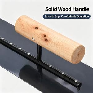 Truelle à main en acier au carbone à extrémité arrondie avec manche en bois pour le finissage du béton et du plâtre, outil de construction - Product Image 3