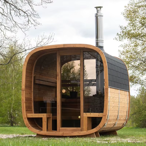 Sauna traditionnel extérieur en bois de cèdre rouge massif, alimenté par l'énergie solaire, imperméable, avec poêle à bois, sauna vapeur de luxe pour 5 personnes - Product Image 2