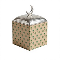 Boîte à dattes en métal émaillé beige imprimé, couvercle en forme de dôme, motif palmier, pot de rangement, boîte cadeau de luxe festif