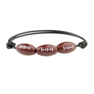 Bracelet perlé personnalisé pour les fans de baseball, softball et football, bijoux en corde tressée faits à la main, cadeaux - Product Image 1
