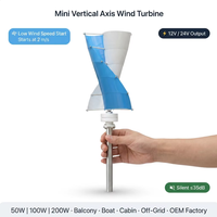 Éolienne à axe vertical mini 50W 100W 200W 12V 24V, démarrage à faible vitesse du vent, silencieuse, pour balcon, bateau, cabine, hors réseau, OEM