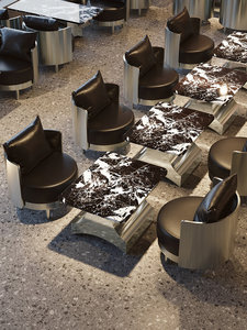 Bar-café de style industriel avec comptoir en granit et ensembles de chaises pour réunions d'affaires et canapés de détente - Product Image 5