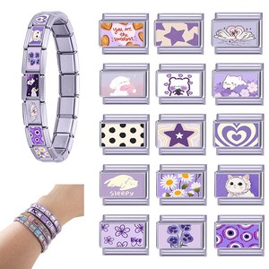 Purple Wholesale Hot Selling Gold and DIY Stainless Steel Italy Charms <strong>Bracelets</strong> Italian <strong>Modules</strong> <strong>Bracelets</strong> Jewelry - Product Image 3