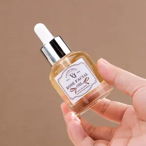 30ml 50ml Flask temizle uçucu yağ şişe altın gümüş damlalık ve losyon pompası ile yüksek kaliteli cam Serum şişeleri