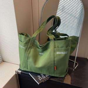 Large capacity zipper portable shoulder <b>bag</b> customizable <b>canvas</b> <b>bag</b> shopping <b>bag</b> - Product Image 4