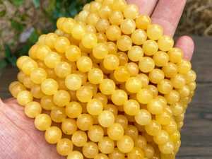 Perles de jade jaune naturel de qualité A, lisses et rondes, de 15 pouces, 2mm 3mm 4mm 6mm 8mm 10mm 12mm, en vrac, vente en gros - Product Image 4