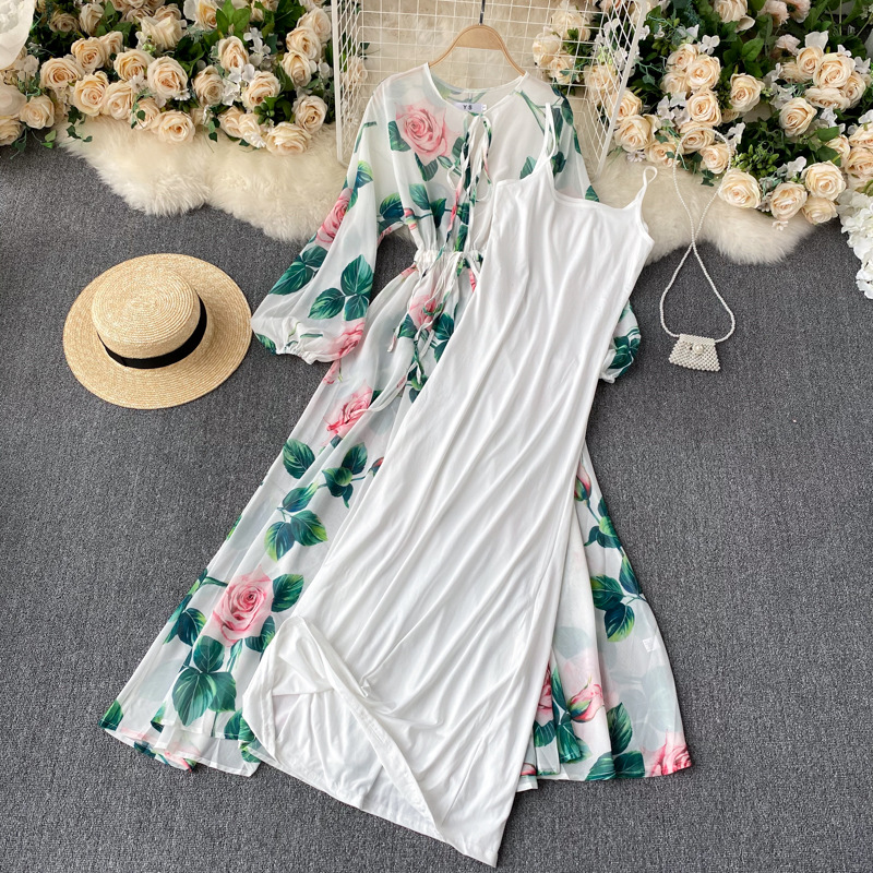 white floral boho maxi dress Josie Floral Maxi Dress Ivory/Dusty Coral / XS