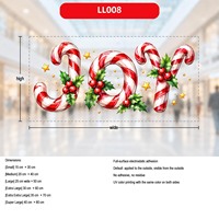 Calcomanía Estática para Ventana con Diseño de Bastón de Caramelo Navideño JOY, con Diseño de Acuarela para Vidrio de Tienda, Decoración Festiva Navideña