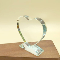 Mini Médaille en Verre en Forme de Cœur, Cristal Gravé au Laser, Imperméable, Haute Qualité, Impression par Transfert Thermique, Personnalisable, Boîte Cadeau