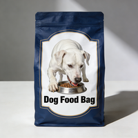 Pochette à fond plat avec fermeture éclair, impression numérique personnalisée, finition mate, pour aliments pour animaux (chiens et chats), qualité alimentaire