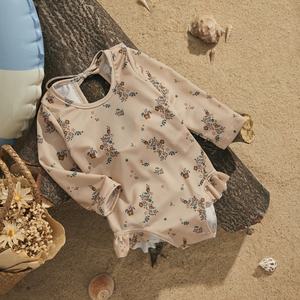 Traje de Baño con Estampado Floral Personalizado, Manga Larga, para Niñas de 1 a 4 Años, Traje de Baño Dulce de Verano para Bebés y Niñas - Product Image 4