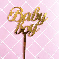 Baby Boy Tortendekoration Gold Acryl Babyparty/Neugeborenen Geschlechtsoffenbarung Party Tortendeko Willkommen Baby Boy Partyzubehör