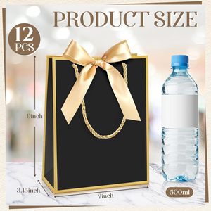 Sacchetti Regalo Neri e Oro con Manico, Sacchetti Regalo con Fiocco <span class=keywords><strong>per</strong></span> Festività, Capodanno, San Valentino, Matrimoni, Addii al Nubilato, Baby Shower - Product Image 2