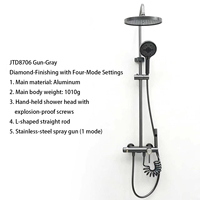 Robinetterie de douche apparente moderne avec décoration diamantée et 4 modes de jet, douchette et pistolet de pulvérisation pour salle de bain et rénovation hôtelière