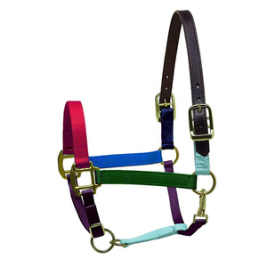 Custom Nylon English Horse <strong>Halter</strong> with Padded Neoprene Fleece and Brass/Steel Hardware Horse Headstall - Product Image 5