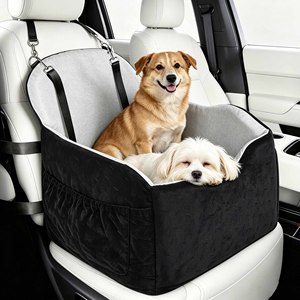 Asiento de coche para perros, cojín de viaje de lujo para mascotas, alfombrilla elevadora para cachorros, conjunto de arnés con cinturón para coche, asiento de coche para perros - Product Image 5