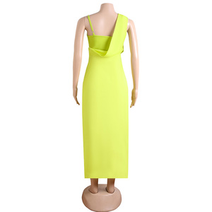Zhuofei alta spacco Midi giallo limone Cocktail di alta qualità <span class=keywords><strong>vestito</strong></span> da donna festa elegante fasciatura abito - Product Image 6