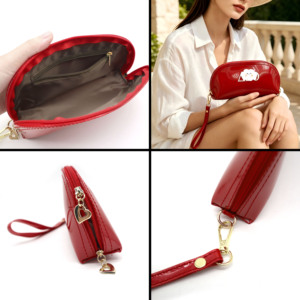 Fashion <strong>Red</strong> <strong>Leather</strong> Hand Bags for Women Pouch Bag Key Holder Wristlet Phone Wallet for Lady Coin <strong>Purse</strong> - Product Image 5