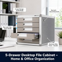 Armoire de classement de bureau multifonctionnelle Glosen C9950 à cinq niveaux en alliage d'aluminium avec serrure - Rangement de documents