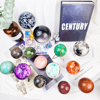 Sphère multi-matériaux en cristal naturel poli (quartz rose, obsidienne argentée) pour la guérison spirituelle – Meilleures ventes