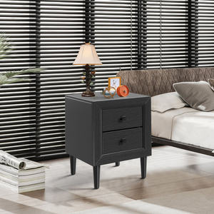 DB Table de chevet rétro de luxe moderne avec 2 tiroirs en bois massif de style industriel assemblé pour une utilisation en appartement - Product Image 2