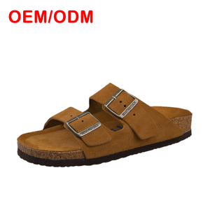 Pantoufles en cuir de vachette personnalisables OEM - Semelle en liège Arizon OEM, pantoufles en liège certifiées CE |   Qualité supérieure assortie - Product Image 2