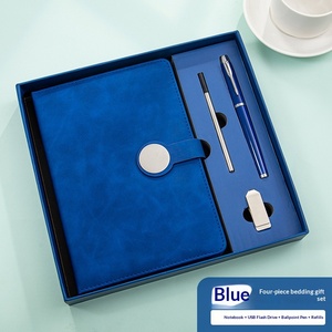 Promotion Business Welcome Kits Custom Gift Set Stainless Steel PU Leather Custom Logo UV Printed Journal Pen USB Gift Gift