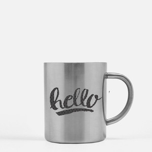 Mug Hello Dots jaune avec lettrage doré et argenté - Product Image 1
