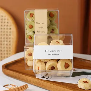 Bán buôn vuông trong suốt Biscuit hộp bền sử dụng rõ ràng hình chữ nhật Pastry hộp PS nhựa Tiramisu tráng miệng bánh hộp