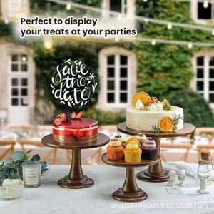 Wooden tabletop cake tray, party wooden <b>tall</b> dessert <b>table</b> tray, wooden butter baking tool cake plate - Product Image 3