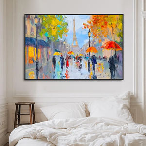 Impressionniste fait à la main <span class=keywords><strong>Paris</strong></span> Tour Eiffel Paysage de rue Art mural moderne Belles peintures de paysage en acrylique - Product Image 5