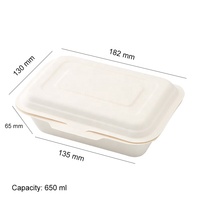 Boîte Bento jetable en bagasse de canne à sucre non blanchie, résistante à l'huile, compatible micro-ondes, type coquille, pour plats à emporter