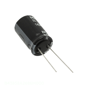 Condensador de canal del fabricante, aluminio, 68uF, 20%, 200V, radial, TH B43858A2686M000, 68 uF, de orificio pasante - Product Image 1
