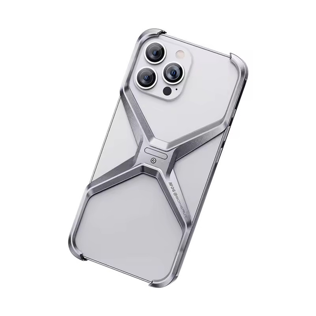 Luxury Metal Phone Case for iPhone 15 14 13 Pro Max Detachable Hollow Borderless X Shell Aluminium Alloy Anti Drop Mobile Cover