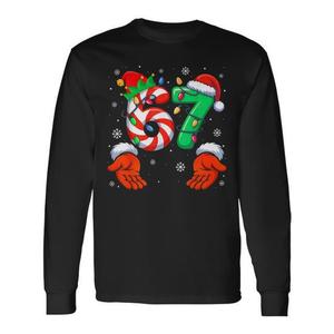 Six Seven 6 7 Meme Christmas T-shirt a maniche lunghe con design natalizio per la famiglia Xmas Santa Elf - Product Image 1