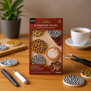 ZOMD Set di 8 Sottobicchieri Fai-da-Te con Pittura di Strass, Tema Animali Selvatici, Decorazione Circolare per la Casa - Product Image 2