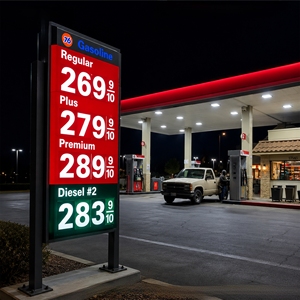 Panneau de signalisation personnalisé pour prix de carburant, affichage numérique LED pour station-service, totem d'affichage de prix avec structure en acier galvanisé, fabricant - Product Image 1