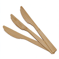 Ensemble de couverts jetables en bambou, 300 pièces (100 fourchettes, 100 cuillères, 100 couteaux) Ustensiles en bois écologiques biodégradables