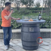 Table de feu au propane jaune, best-seller, pour restaurant, bar, avec housse résistante aux intempéries